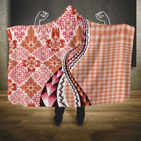 Aloha Vintage Palaka Floral Hawaiian Quilt Hooded Blanket Ulaula Motif - Polynesian Pride