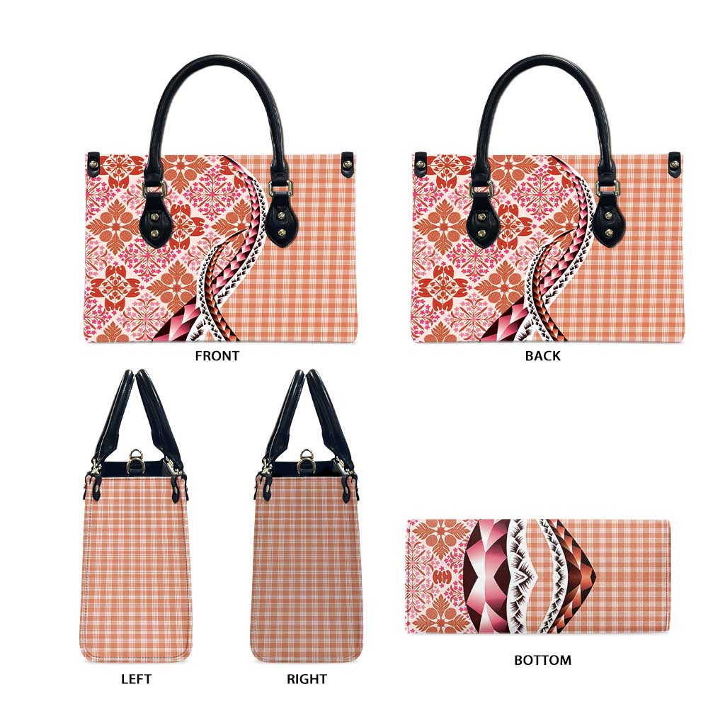 Aloha Vintage Palaka Floral Hawaiian Quilt Leather Bag Ulaula Motif - Polynesian Pride