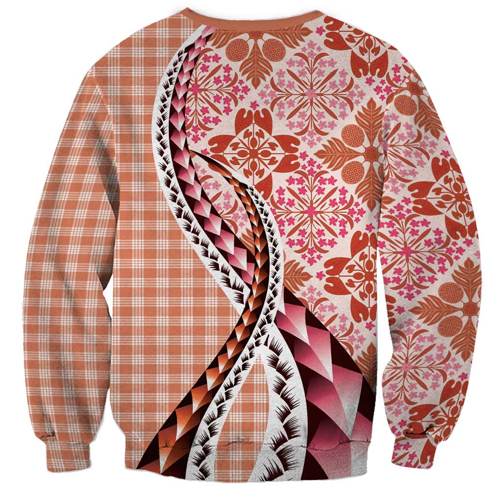 Aloha Vintage Palaka Floral Hawaiian Quilt Sweatshirt Ulaula Motif - Polynesian Pride