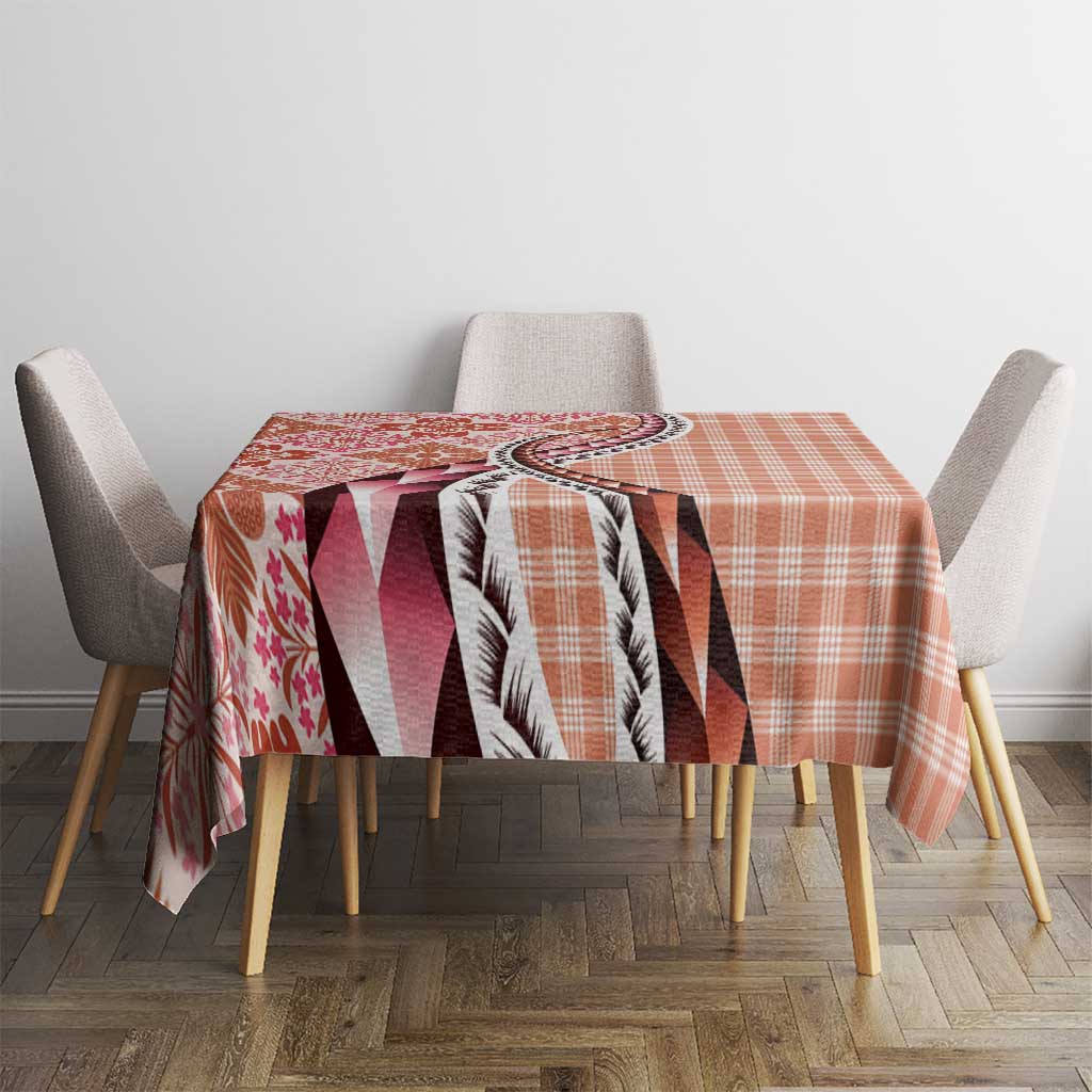 Aloha Vintage Palaka Floral Hawaiian Quilt Tablecloth Ulaula Motif - Polynesian Pride