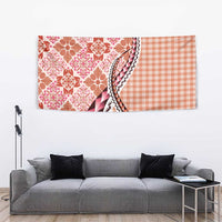 Aloha Vintage Palaka Floral Hawaiian Quilt Tapestry Ulaula Motif - Polynesian Pride