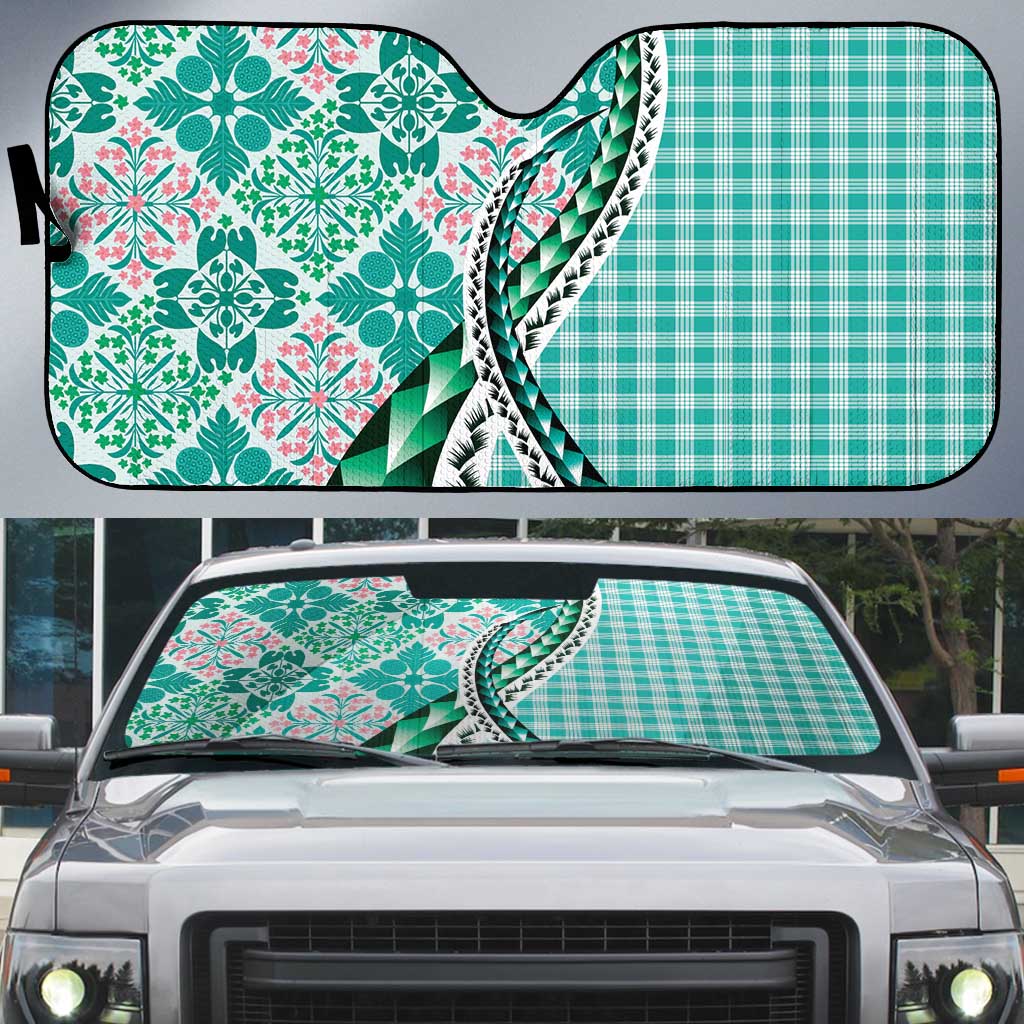 Aloha Vintage Palaka Floral Hawaiian Quilt Auto Sun Shade Polu Motif - Polynesian Pride