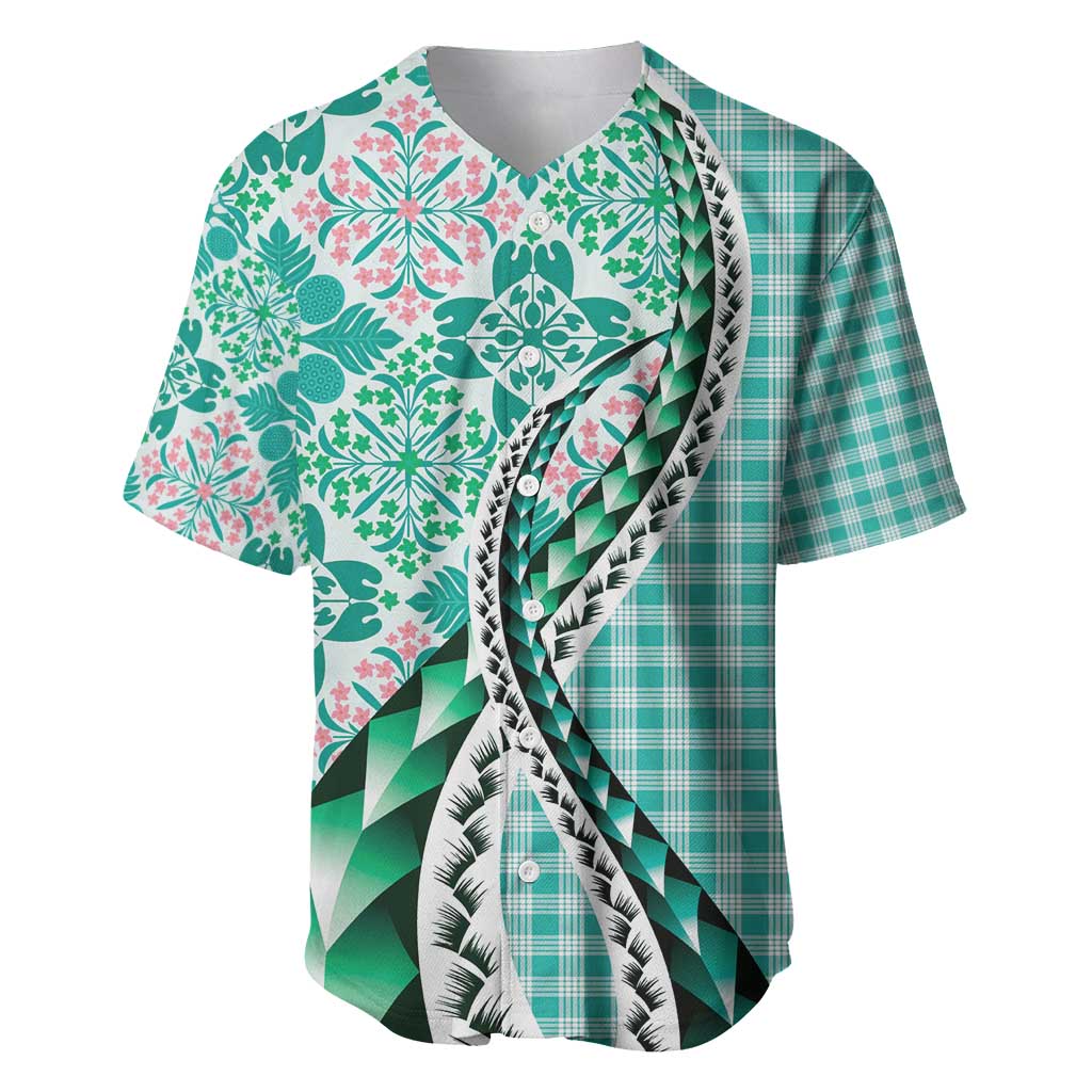 Aloha Vintage Palaka Floral Hawaiian Quilt Baseball Jersey Polu Motif - Polynesian Pride