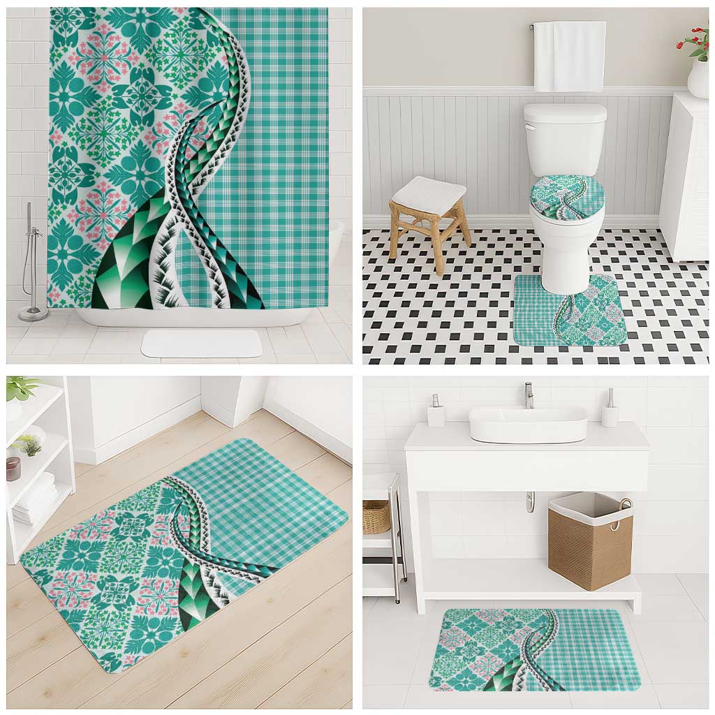 Aloha Vintage Palaka Floral Hawaiian Quilt Bathroom Set Polu Motif - Polynesian Pride
