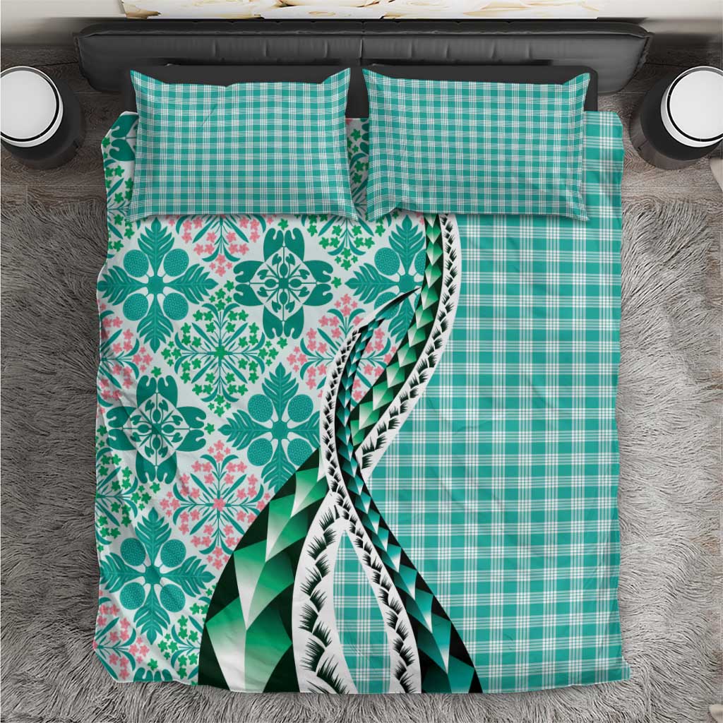 Aloha Vintage Palaka Floral Hawaiian Quilt Bedding Set Polu Motif - Polynesian Pride