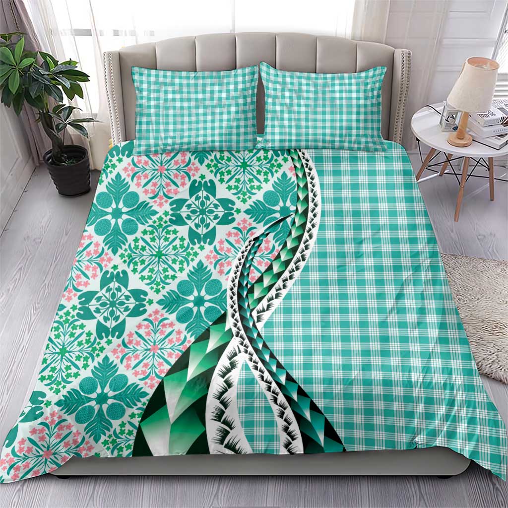 Aloha Vintage Palaka Floral Hawaiian Quilt Bedding Set Polu Motif - Polynesian Pride