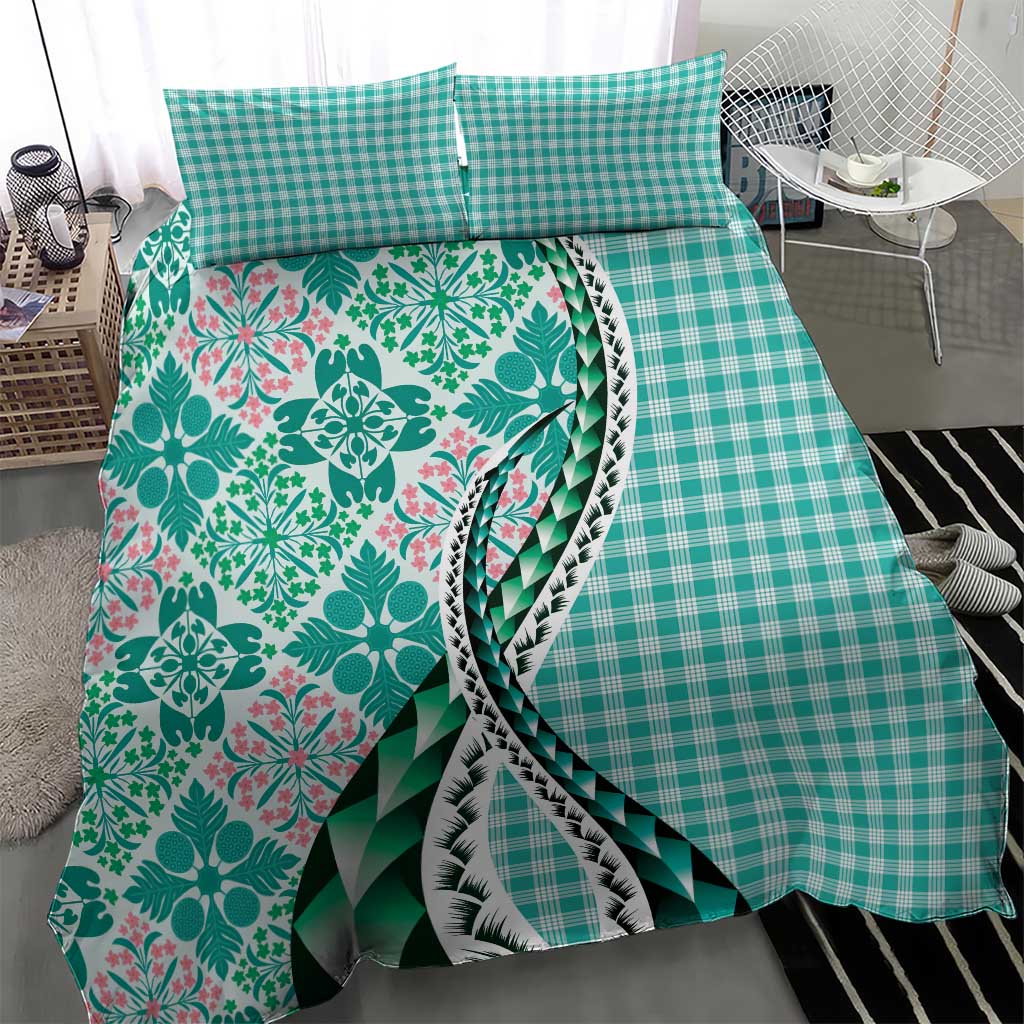 Aloha Vintage Palaka Floral Hawaiian Quilt Bedding Set Polu Motif - Polynesian Pride