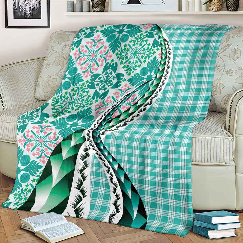 Aloha Vintage Palaka Floral Hawaiian Quilt Blanket Polu Motif - Polynesian Pride