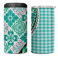 Aloha Vintage Palaka Floral Hawaiian Quilt 4 in 1 Can Cooler Tumbler Polu Motif - Polynesian Pride