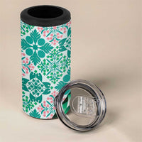 Aloha Vintage Palaka Floral Hawaiian Quilt 4 in 1 Can Cooler Tumbler Polu Motif - Polynesian Pride