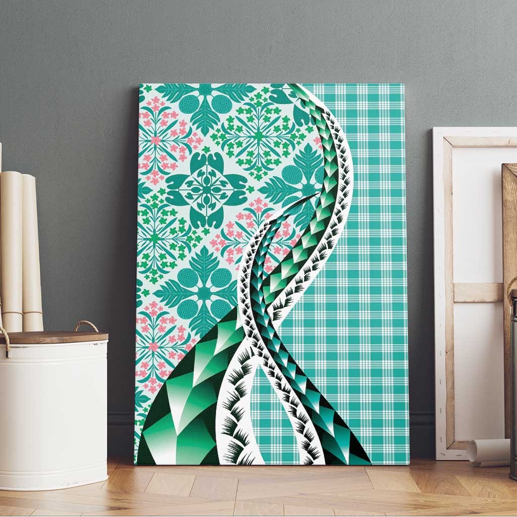 Aloha Vintage Palaka Floral Hawaiian Quilt Canvas Wall Art Polu Motif - Polynesian Pride