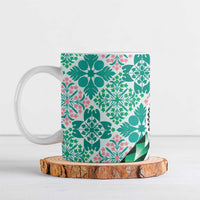 Aloha Vintage Palaka Floral Hawaiian Quilt Ceramic Mug Polu Motif - Polynesian Pride