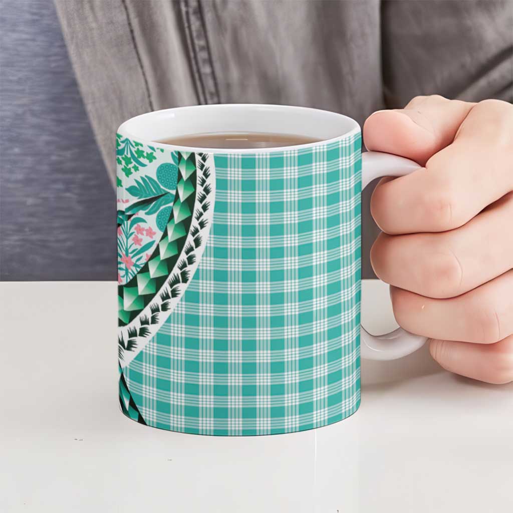 Aloha Vintage Palaka Floral Hawaiian Quilt Ceramic Mug Polu Motif - Polynesian Pride