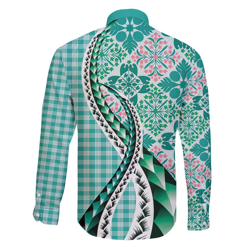 Aloha Vintage Palaka Floral Hawaiian Quilt Family Matching Short Sleeve Bodycon Dress and Hawaiian Shirt Polu Motif - Polynesian Pride