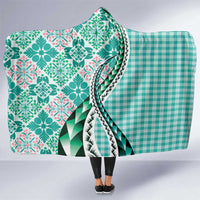 Aloha Vintage Palaka Floral Hawaiian Quilt Hooded Blanket Polu Motif - Polynesian Pride
