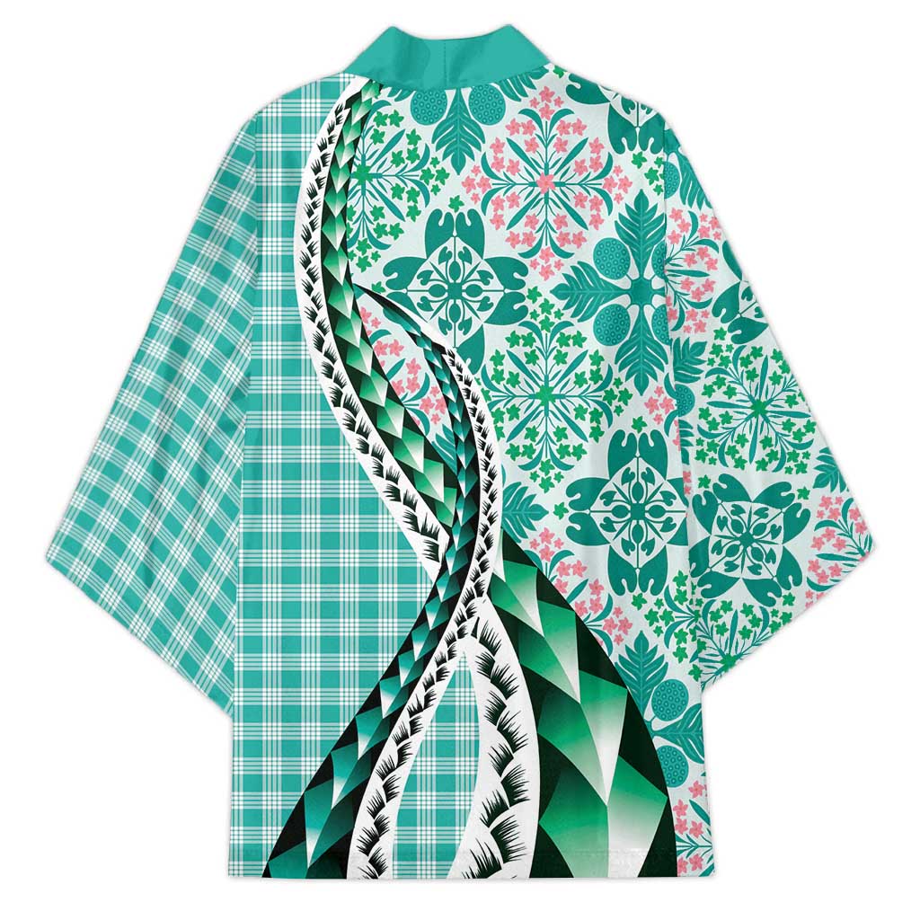 Aloha Vintage Palaka Floral Hawaiian Quilt Kimono Polu Motif - Polynesian Pride