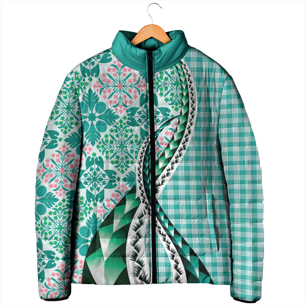 Aloha Vintage Palaka Floral Hawaiian Quilt Padded Jacket Polu Motif - Polynesian Pride