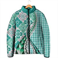 Aloha Vintage Palaka Floral Hawaiian Quilt Padded Jacket Polu Motif - Polynesian Pride