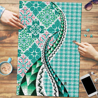 Aloha Vintage Palaka Floral Hawaiian Quilt Puzzle Polu Motif - Polynesian Pride