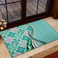 Aloha Vintage Palaka Floral Hawaiian Quilt Rubber Doormat Polu Motif - Polynesian Pride