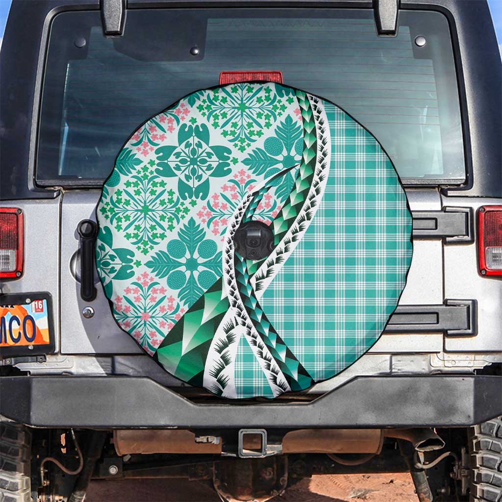 Aloha Vintage Palaka Floral Hawaiian Quilt Spare Tire Cover Polu Motif - Polynesian Pride