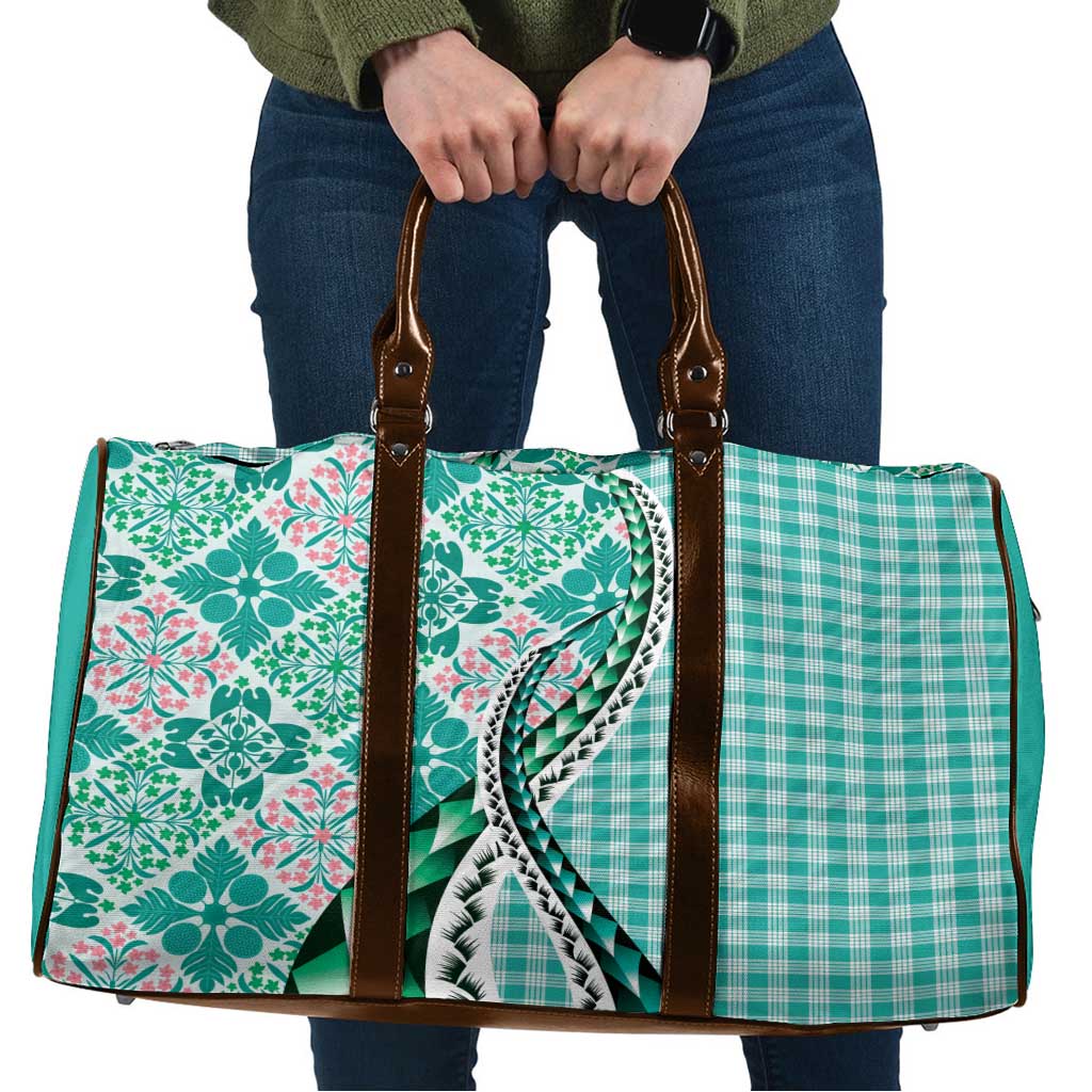 Aloha Vintage Palaka Floral Hawaiian Quilt Travel Bag Polu Motif - Polynesian Pride