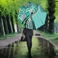 Aloha Vintage Palaka Floral Hawaiian Quilt Umbrella Polu Motif - Polynesian Pride