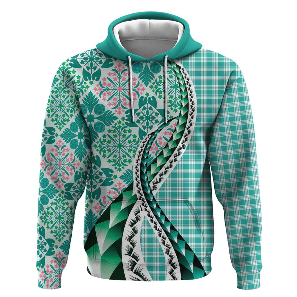 Aloha Vintage Palaka Floral Hawaiian Quilt Zip Hoodie Polu Motif - Polynesian Pride