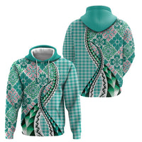 Aloha Vintage Palaka Floral Hawaiian Quilt Zip Hoodie Polu Motif - Polynesian Pride