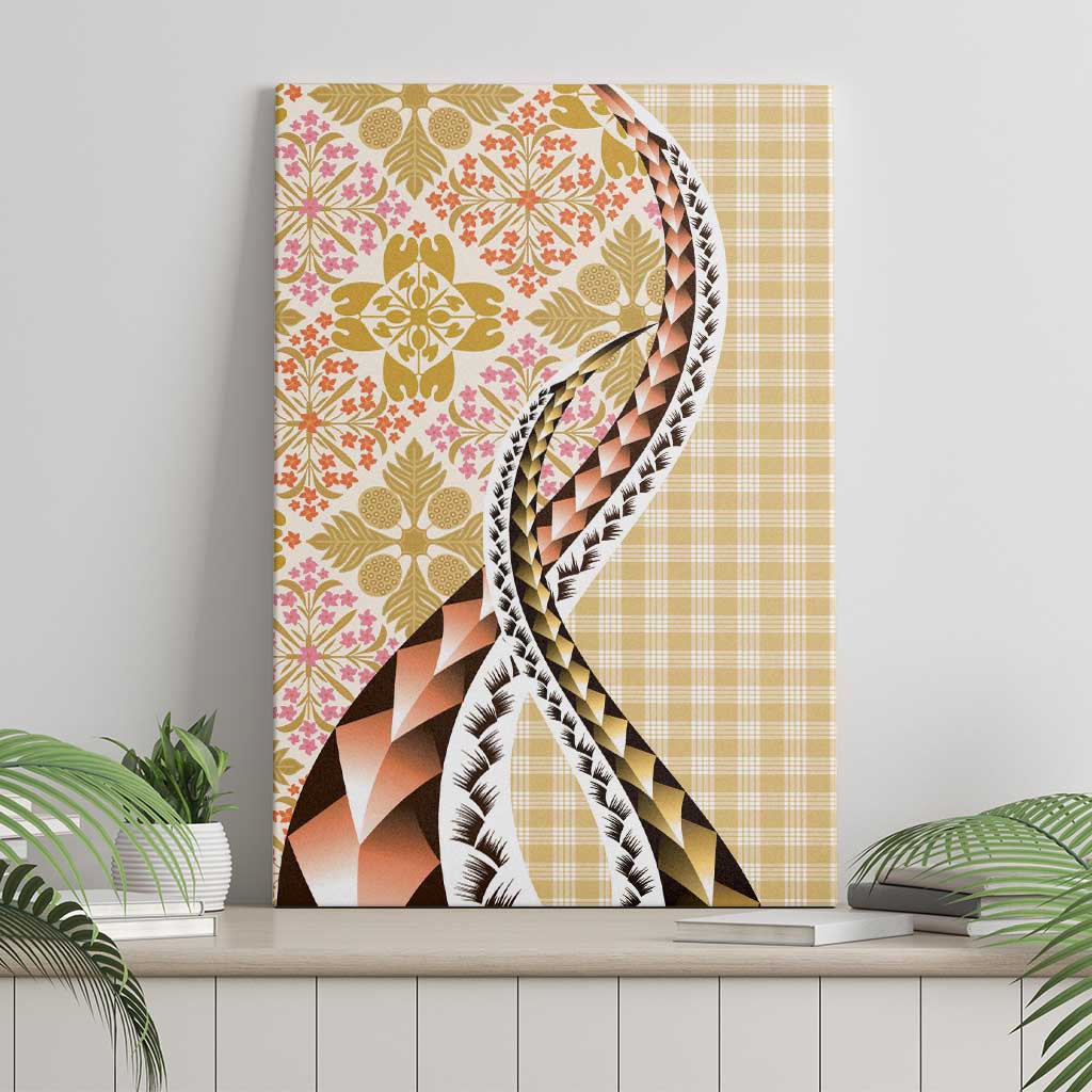 Aloha Vintage Palaka Floral Hawaiian Quilt Canvas Wall Art Melemele Motif - Polynesian Pride