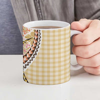 Aloha Vintage Palaka Floral Hawaiian Quilt Ceramic Mug Melemele Motif - Polynesian Pride