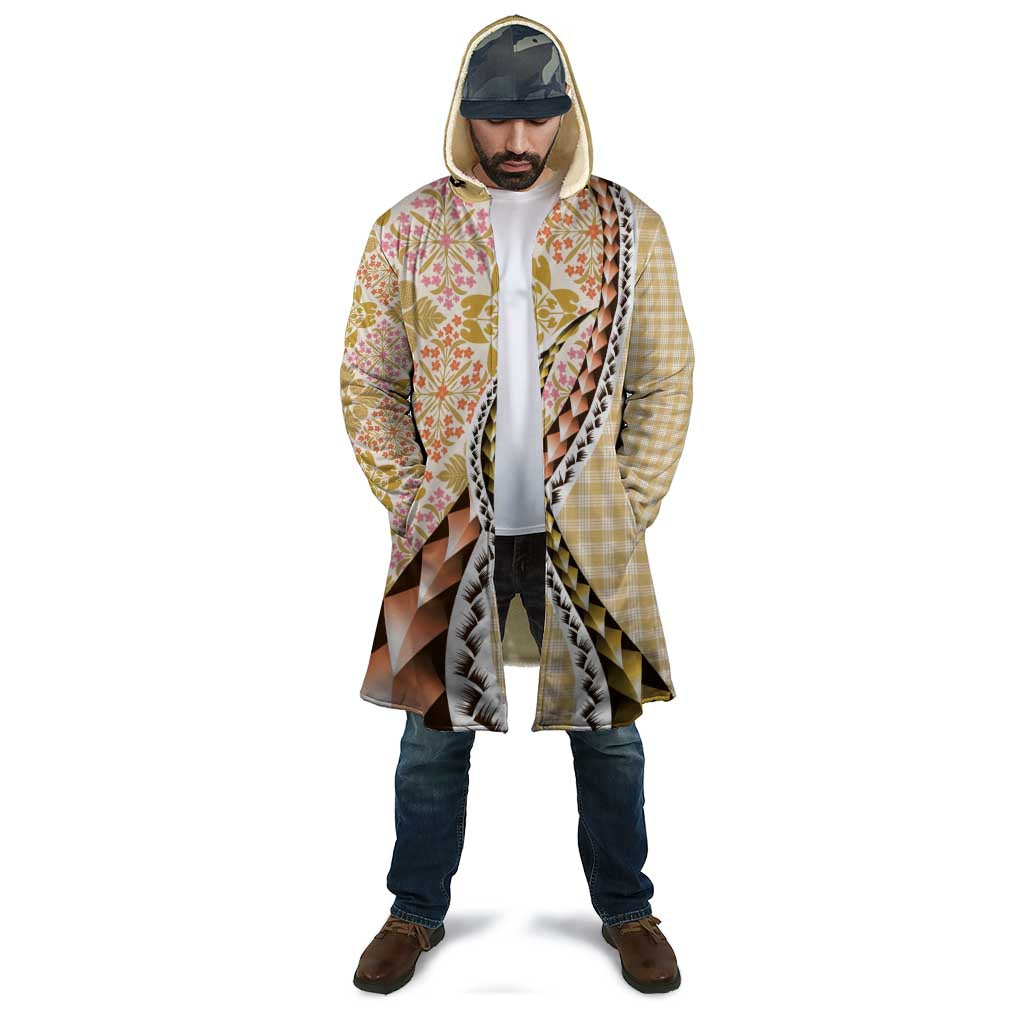 Aloha Vintage Palaka Floral Hawaiian Quilt Cloak Melemele Motif - Polynesian Pride