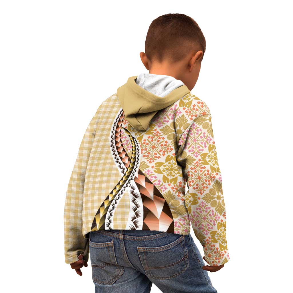 Aloha Vintage Palaka Floral Hawaiian Quilt Kid Hoodie Melemele Motif - Polynesian Pride