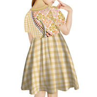 Aloha Vintage Palaka Floral Hawaiian Quilt Kid Short Sleeve Dress Melemele Motif - Polynesian Pride