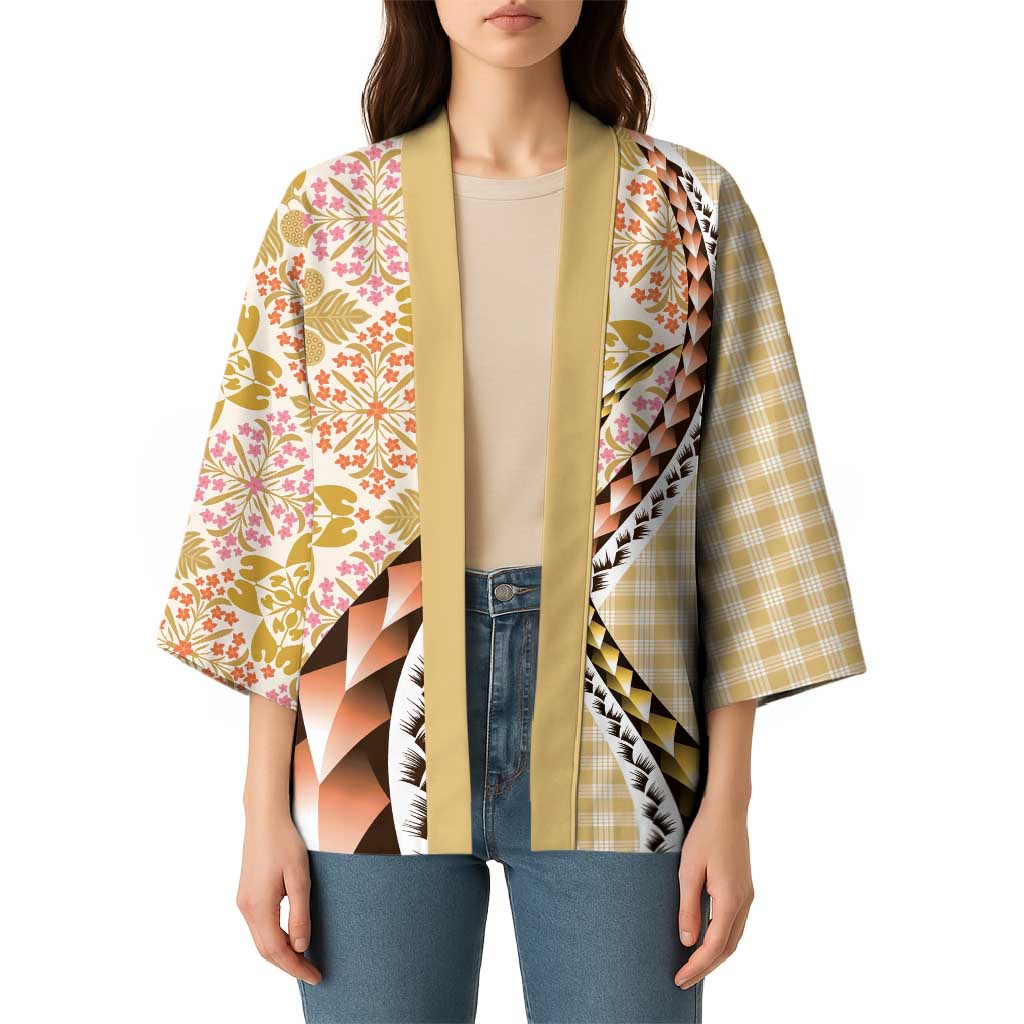 Aloha Vintage Palaka Floral Hawaiian Quilt Kimono Melemele Motif - Polynesian Pride