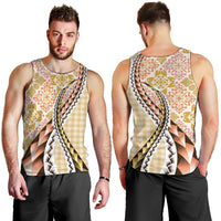 Aloha Vintage Palaka Floral Hawaiian Quilt Men Tank Top Melemele Motif - Polynesian Pride