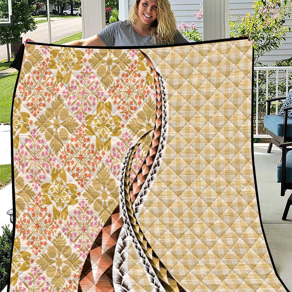 Aloha Vintage Palaka Floral Hawaiian Quilt Quilt Melemele Motif - Polynesian Pride