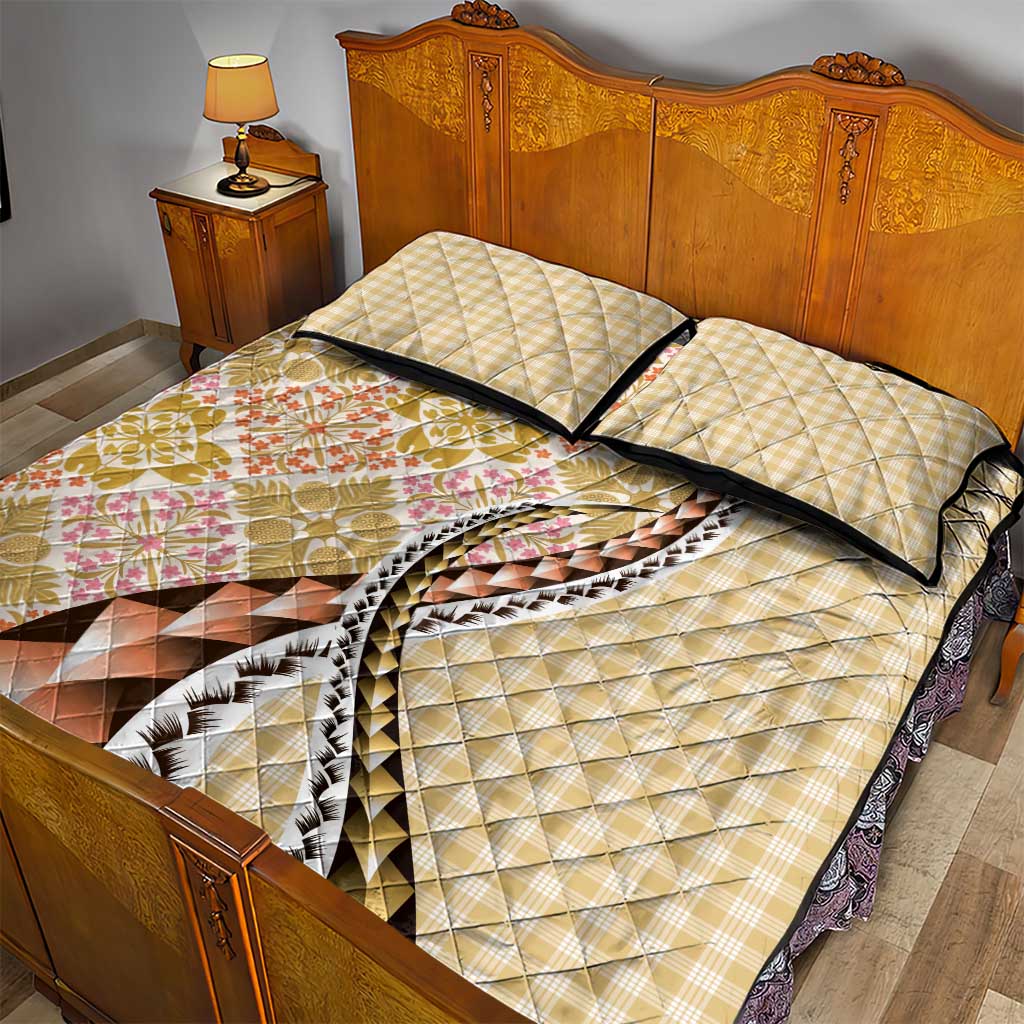 Aloha Vintage Palaka Floral Hawaiian Quilt Quilt Bed Set Melemele Motif - Polynesian Pride