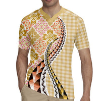 Aloha Vintage Palaka Floral Hawaiian Quilt Rugby Jersey Melemele Motif - Polynesian Pride