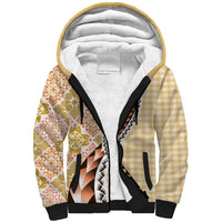 Aloha Vintage Palaka Floral Hawaiian Quilt Sherpa Hoodie Melemele Motif - Polynesian Pride