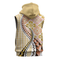 Aloha Vintage Palaka Floral Hawaiian Quilt Sleeveless Hoodie Melemele Motif - Polynesian Pride