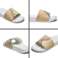 Aloha Vintage Palaka Floral Hawaiian Quilt Slide Sandals Melemele Motif - Polynesian Pride