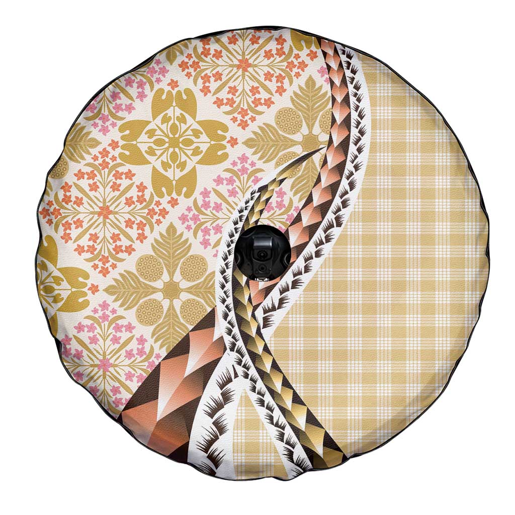 Aloha Vintage Palaka Floral Hawaiian Quilt Spare Tire Cover Melemele Motif - Polynesian Pride