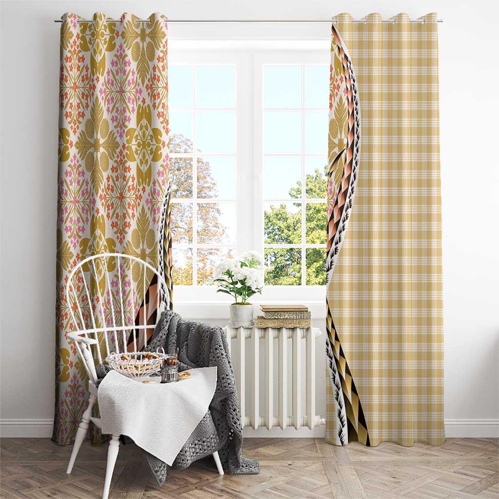 Aloha Vintage Palaka Floral Hawaiian Quilt Window Curtain Melemele Motif - Polynesian Pride