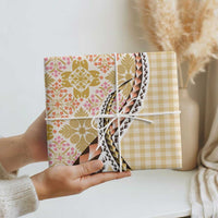 Aloha Vintage Palaka Floral Hawaiian Quilt Wrapping Paper Melemele Motif - Polynesian Pride