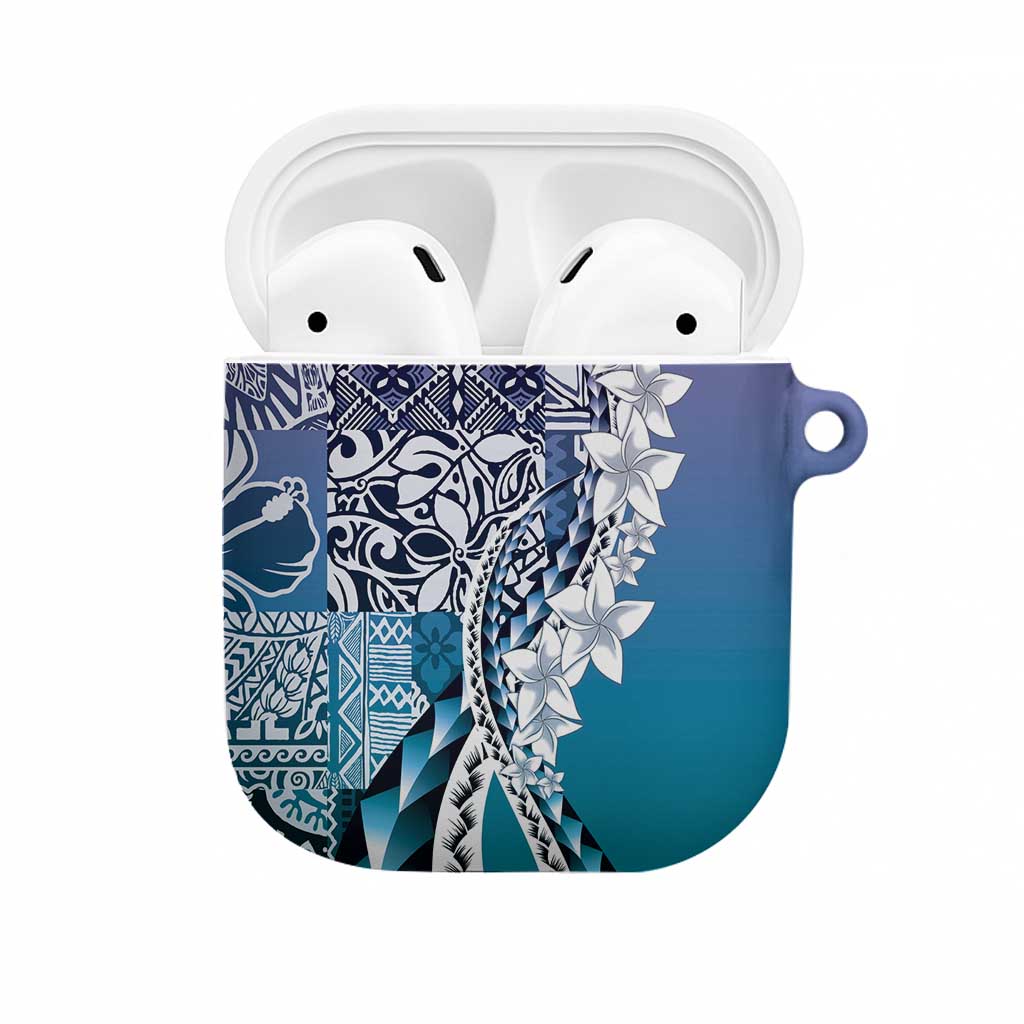 Aloha Vintage Plumeria Hawaiian Tapa Pattern AirPods Case Blue Hawaiian Tapa Pattern - Polynesian Pride