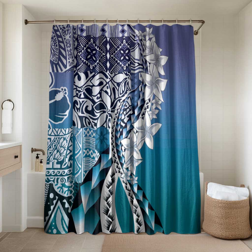 Aloha Vintage Plumeria Hawaiian Tapa Pattern Bathroom Set Blue Hawaiian Tapa Pattern - Polynesian Pride