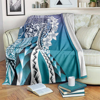 Aloha Vintage Plumeria Hawaiian Tapa Pattern Blanket Blue Hawaiian Tapa Pattern - Polynesian Pride