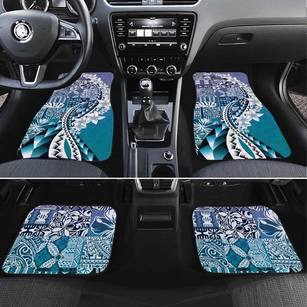 Aloha Vintage Plumeria Hawaiian Tapa Pattern Car Mats Blue Hawaiian Tapa Pattern - Polynesian Pride