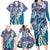 Aloha Vintage Plumeria Hawaiian Tapa Pattern Family Matching Long Sleeve Bodycon Dress and Hawaiian Shirt Blue Hawaiian Tapa Pattern - Polynesian Pride